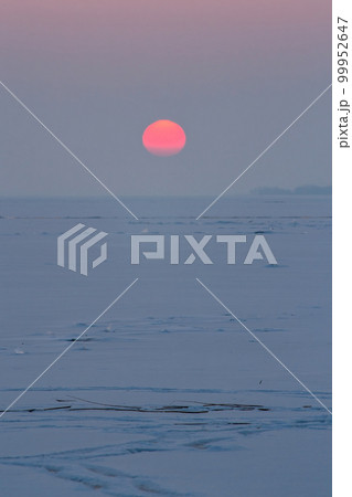 Winter sunset over the lake Balaton of Hungary Winter sunset over the lake Balaton of Hungary 99952647