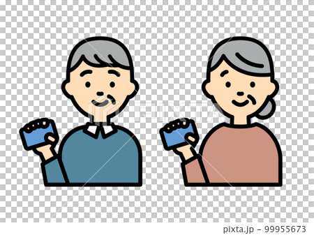 拿著卡片的簡單老人圖解 99955673