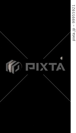 Pallas asteroid orbiting with Jupiter planet. 3d render Pallas asteroid orbiting with Jupiter planet. 3d render 99955921