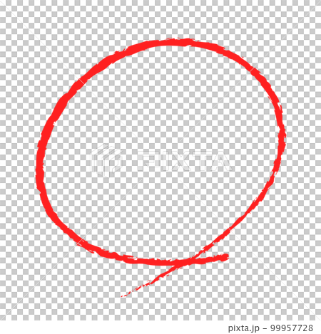 手寫的紅色圓圈和紅色筆觸。 99957728