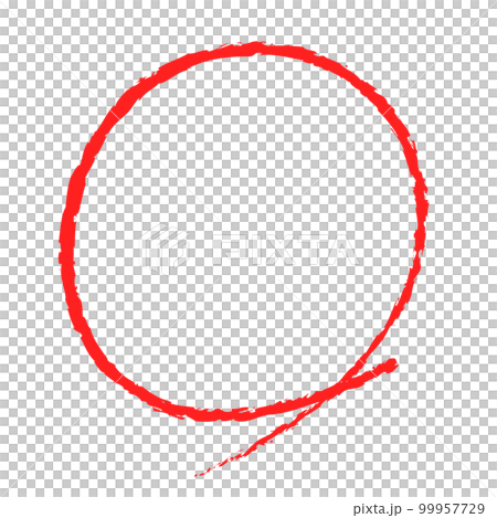 手寫的紅色圓圈和紅色筆觸。 99957729