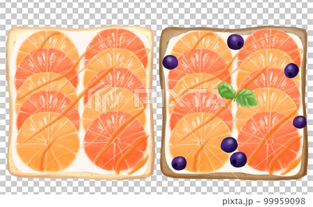 Fruit sandwich Orange open sandwich 2 types Transparent background/white background Illustration material Color differences/differences Fruit sandwich Orange open sandwich 2 types Transparent background/white background Illustration material Color differences/differences 99959098