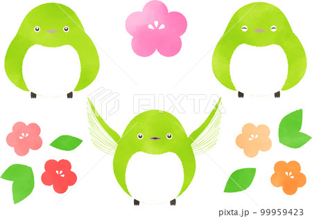 かわいいメジロ_花 99959423