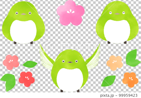 かわいいメジロ_花 99959423