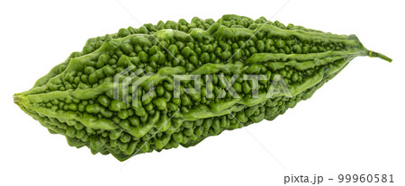 Fresh bitter gourd Bitter cucumber or bitter melon with cut slice isolated on a white background. 99960581