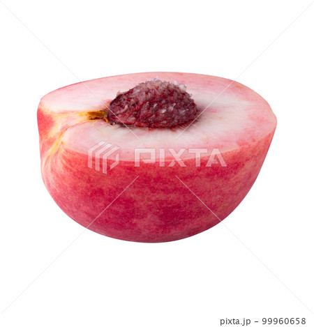 Ripe juicy peaches fruit isolated on a white background 99960658