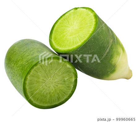 Green radish isolated on a white background Green radish isolated on a white background 99960665