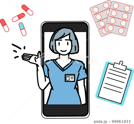 オンライン診療_スマートフォン 99961933