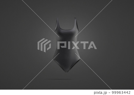 Blank black one-piece swimsuit mockup, dark background Blank black one-piece swimsuit mockup, dark background 99963442