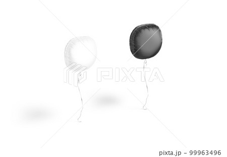 Blank black and white balloon square corners mockup, side view 99963496
