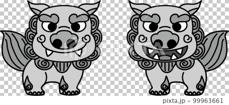 かわいい狛犬のイラスト 99963661