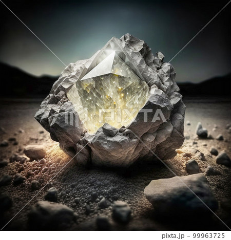 AI Generated Rough diamonds in cave. Close up. 21836728 Stock