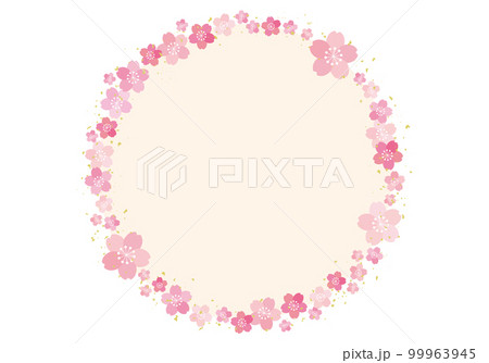 桜の花 サークルフレーム バナー 背景/金箔・ピンク 99963945