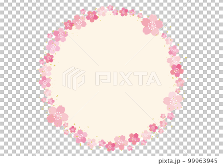 桜の花 サークルフレーム バナー 背景/金箔・ピンク 99963945
