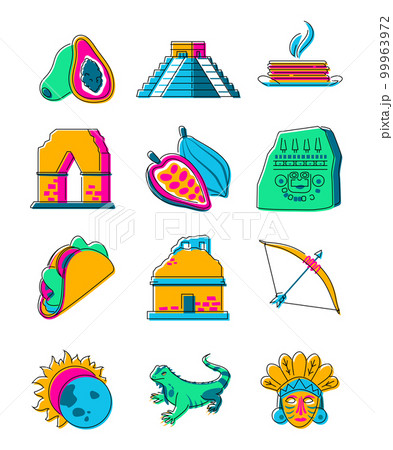 Maya and Aztecs life - flat design style illustration set 99963972