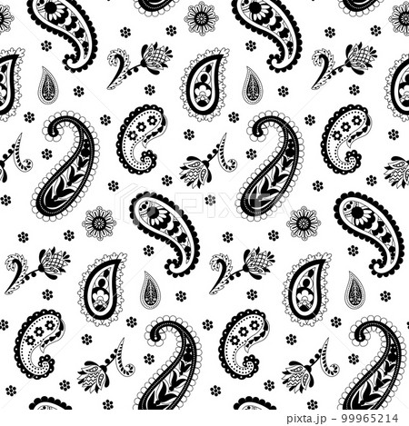Paisley Ethnic Floral Hand Drawn Seamless Pattern 99965214