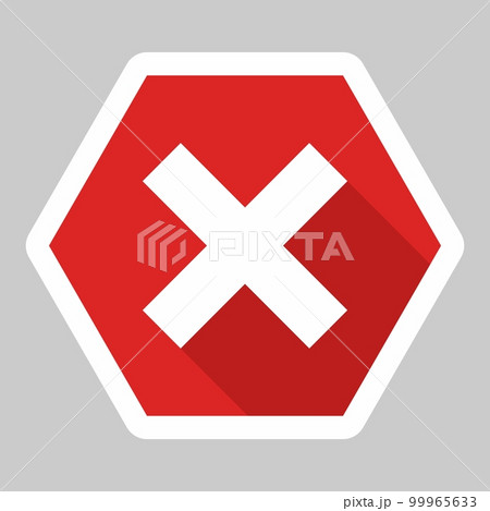 Wrong marks, Cross marks, Rejected, Disapproved, No, False, Not Ok, Wrong Choices, Task Completion, Voting. - vector mark symbols in red. White stroke and shadow design. Isolated icon. 99965633