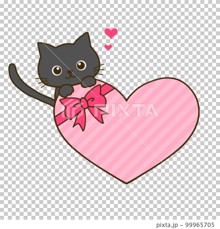Black cat and heart message card Black cat and heart message card 99965705