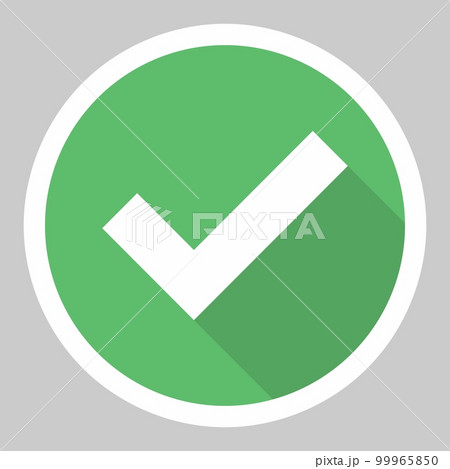 Check marks, Tick marks, Accepted, Approved, Yes, Correct, Ok, Right Choices, Task Completion, Voting. - vector mark symbols in green. White stroke and shadow design. Isolated icon. 99965850