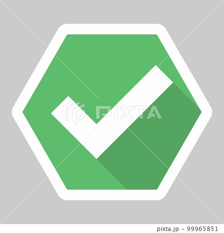 Check marks, Tick marks, Accepted, Approved, Yes, Correct, Ok, Right Choices, Task Completion, Voting. - vector mark symbols in green. White stroke and shadow design. Isolated icon. 99965851