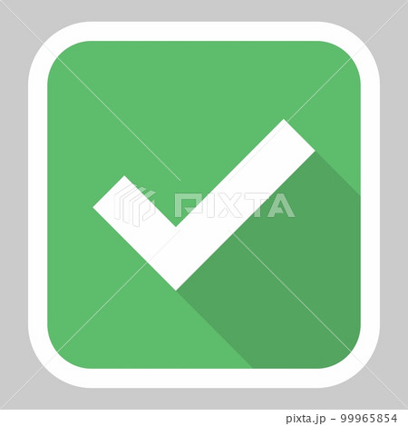 Check marks, Tick marks, Accepted, Approved, Yes, Correct, Ok, Right Choices, Task Completion, Voting. - vector mark symbols in green. White stroke and shadow design. Isolated icon. 99965854
