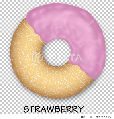 覆有草莓味白巧克力的圓形甜甜圈 覆有草莓味白巧克力的圓形甜甜圈 99966549