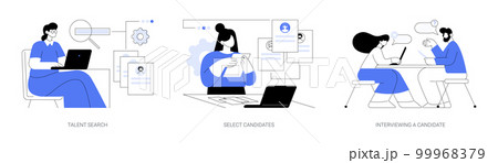 Searching employees abstract concept vector illustrations. 99968379