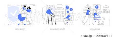 State allowance abstract concept vector illustrations. 99968411