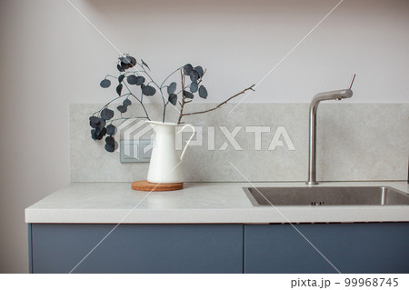 Kitchen worktop, sink close-up. Kitchen worktop, sink close-up. 99968745