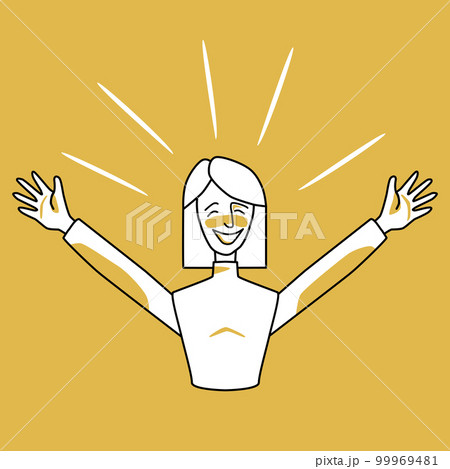 Happy woman, emotion of happiness, orange and white. Happy woman, emotion of happiness, orange and white. 99969481