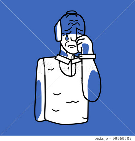 Sad grandfather, emotion of melancholy, blue and white. Sad grandfather, emotion of melancholy, blue and white. 99969505