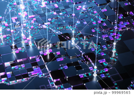 Blue vivid image World Map Hologram Blue Background 99969565