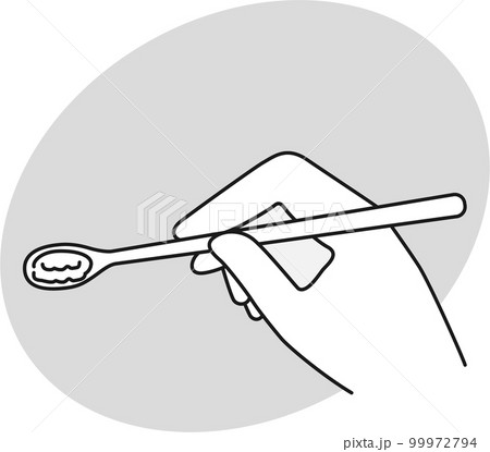 仕上げ磨き 持ち方 歯磨き_モノクロ(灰背景) 仕上げ磨き 持ち方 歯磨き_モノクロ(灰背景) 99972794