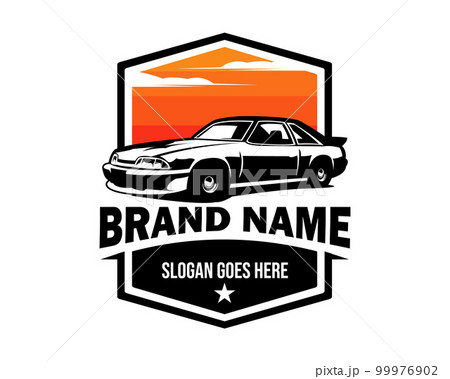 silhouette of 2000 ford mustang. isolated white background view from side. Best for logo, badge, emblem, icon, sticker design, car industry. available in eps 10. 99976902