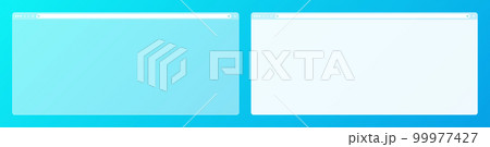 Blank transparent web browser window with toolbar and search field on colorful background. Modern website, internet page. Browser mockup for computer, tablet and smartphone. Vector illustration 99977427