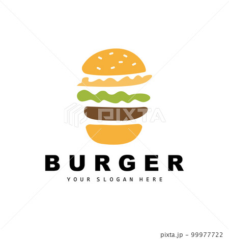 Burger Logo, Fast Food Design, Bread And Vegetables Vector, Fast Food Restaurant Brand Icon Illustration 99977722
