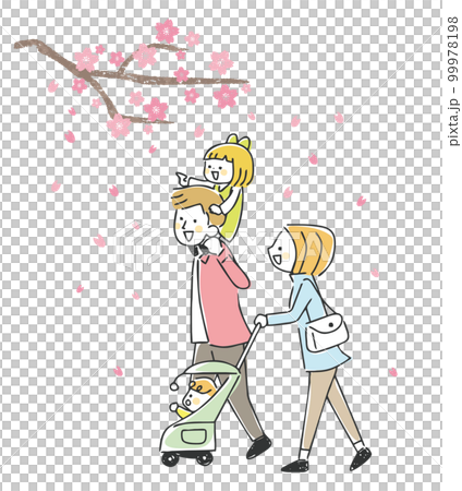 家族　お出かけ　お花見 99978198