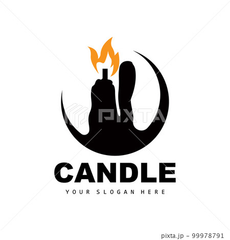 Candle Logo, Elegant Romantic Candle Light Dinner Flame Light Design, Traditional Spa Candle Vector 99978791