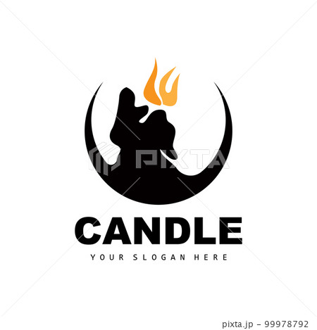 Candle Logo, Elegant Romantic Candle Light Dinner Flame Light Design, Traditional Spa Candle Vector 99978792