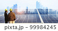 engineer working at solar farm 99984245
