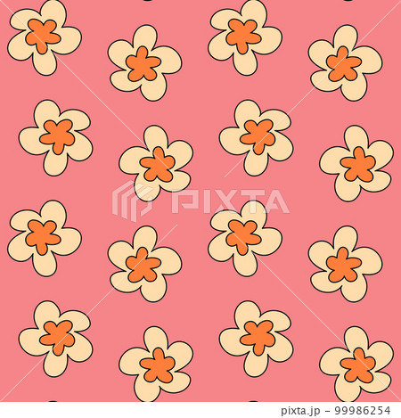 Groovy floral seamless vector pattern Groovy floral seamless vector pattern 99986254
