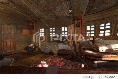 Old Pirate ship cabin interior 3d illustration - Stock Illustration  [99987002] - PIXTA