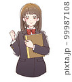 ノートを抱えているブレザー制服の女子生徒12 99987108