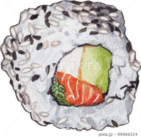Sushi sasemi Japanese food watercolor png element 99988324