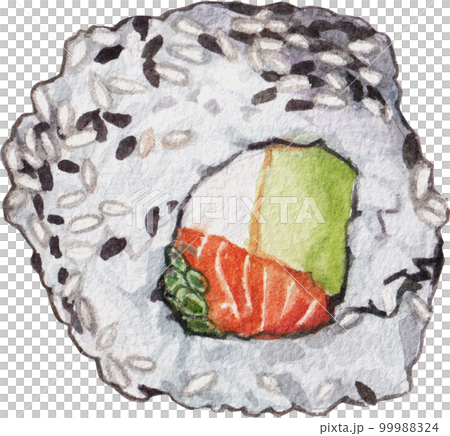 Sushi sasemi Japanese food watercolor png element 99988324