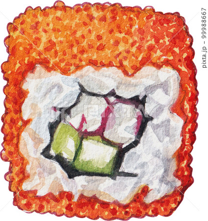 Sushi sasemi Japanese food watercolor png element 99988667