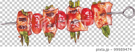 Barbecue grill watercolor png elements 99989474