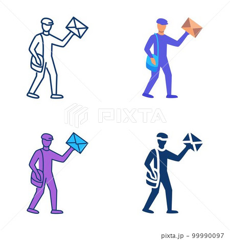 Postman with letter icon set 99990097