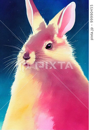 Funny adorable portrait headshot of cute viscacha. South American land animal standing facing front. Looking to camera. Watercolor imitation illustration. AI generated vertical artistic poster. 99990455