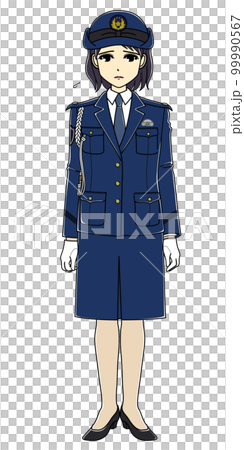 A depressed female police officer (whole body) 99990567